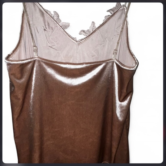 Vintage Listicle velvet lace cami brown fairycore 90s lingerie top L - Picture 2 of 4